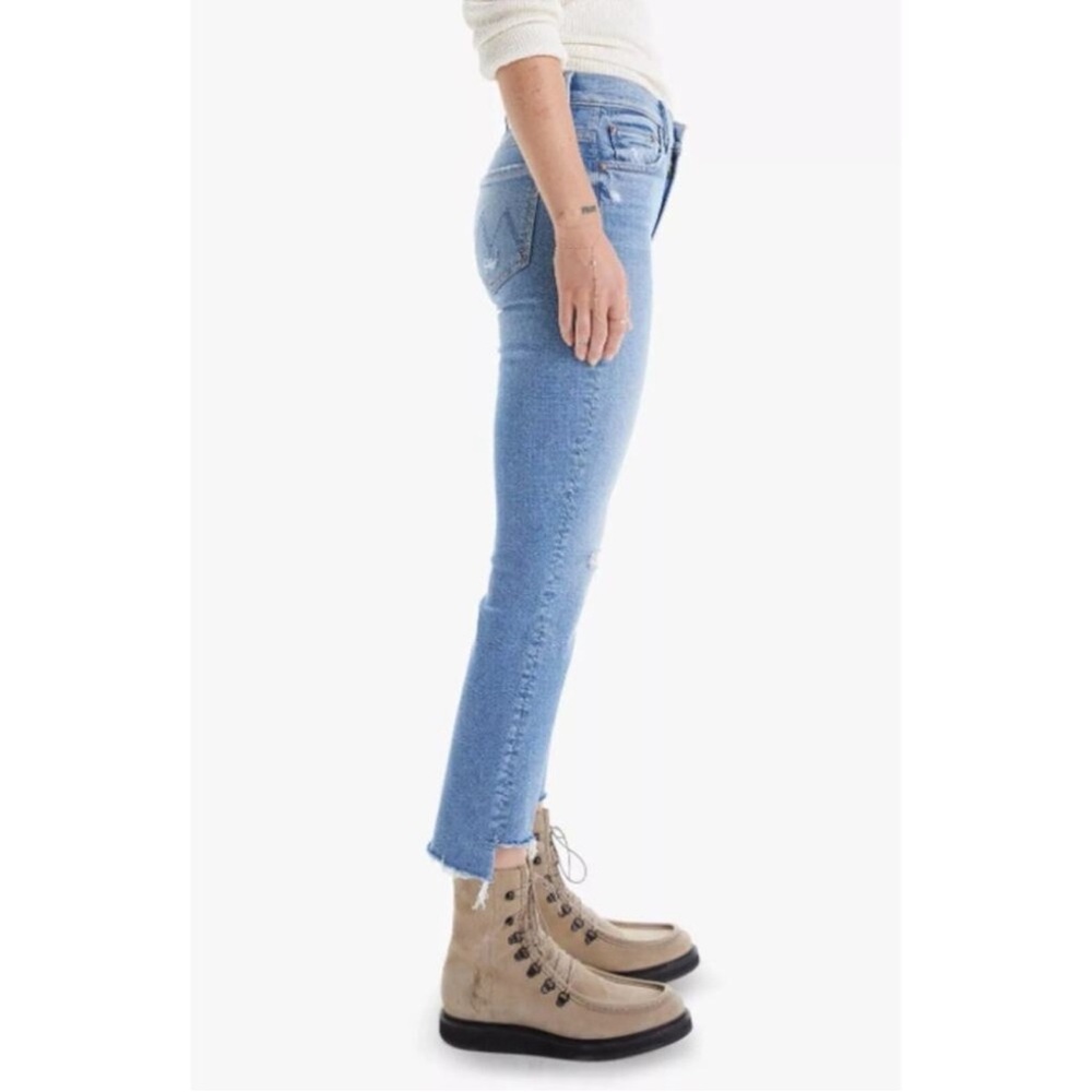 MOTHER The Insider Crop Step Fray Jeans in Thrilling Shots Size 27 - Picture 3 of 16